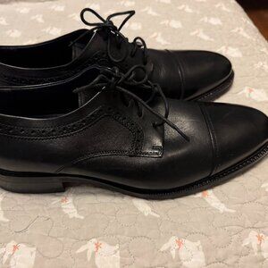 NWOT Cole Haan Men's 9.5 M Black Wing Tip/Oxford Leather Dress Shoes, NEW!